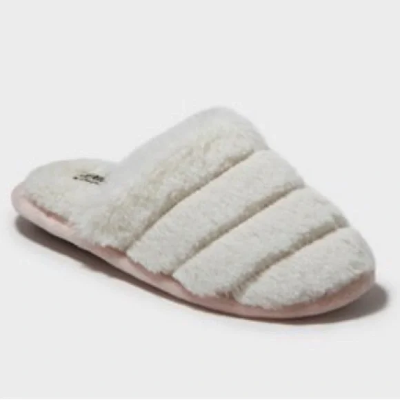 NWT Women’s Dluxe by Dearfoams Kaila Scuff Slippers - Ivory Large - Picture 1 of 5